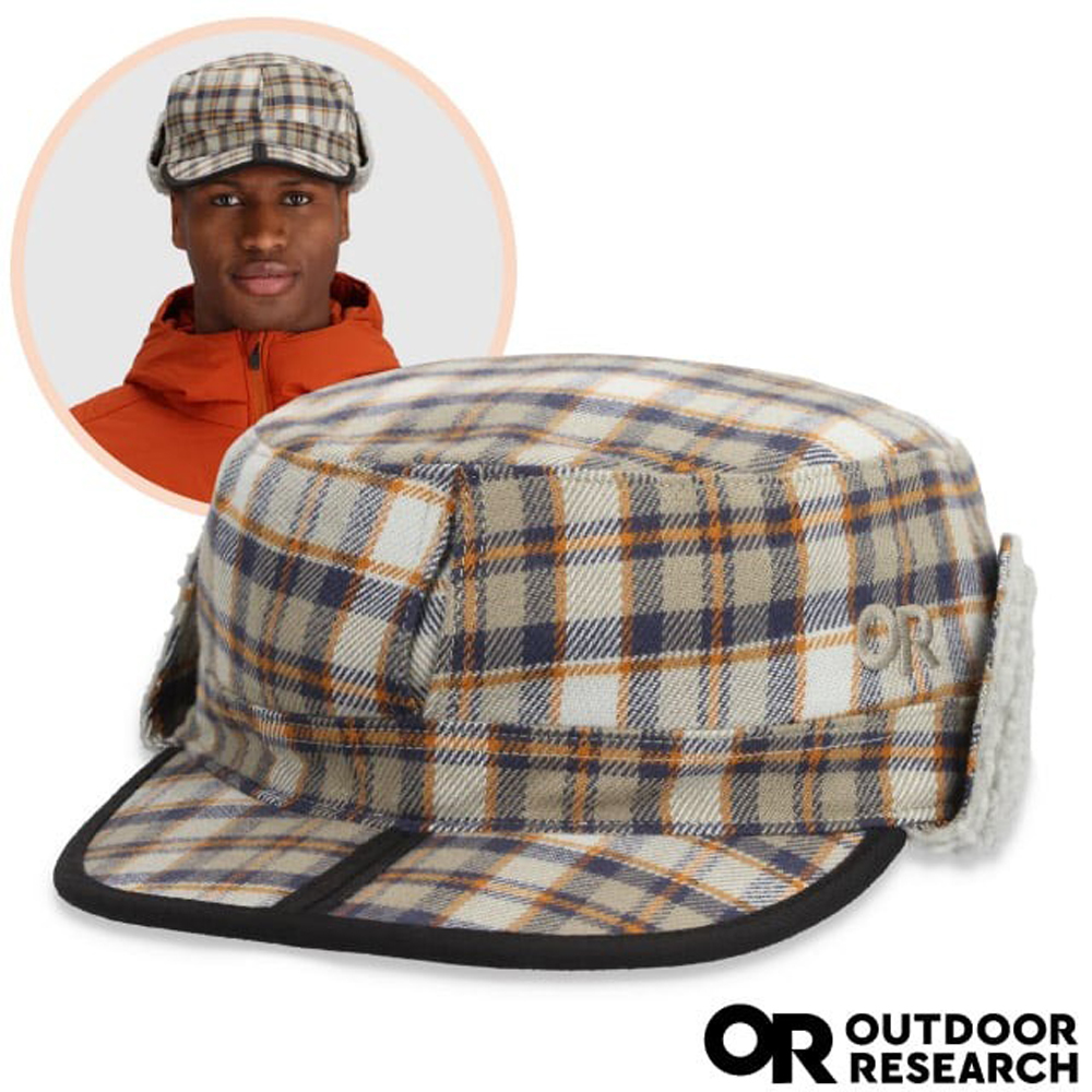 【Outdoor Research】YUKON CAP 內刷毛保暖覆耳羊毛帽子/棒球帽(可遮耳)/OR243658-2110 燧石格紋
