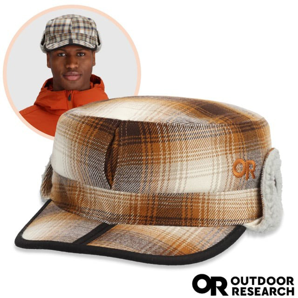 【Outdoor Research】YUKON CAP 內刷毛保暖覆耳羊毛帽子/棒球帽(可遮耳)/OR243658-2442 古銅格紋