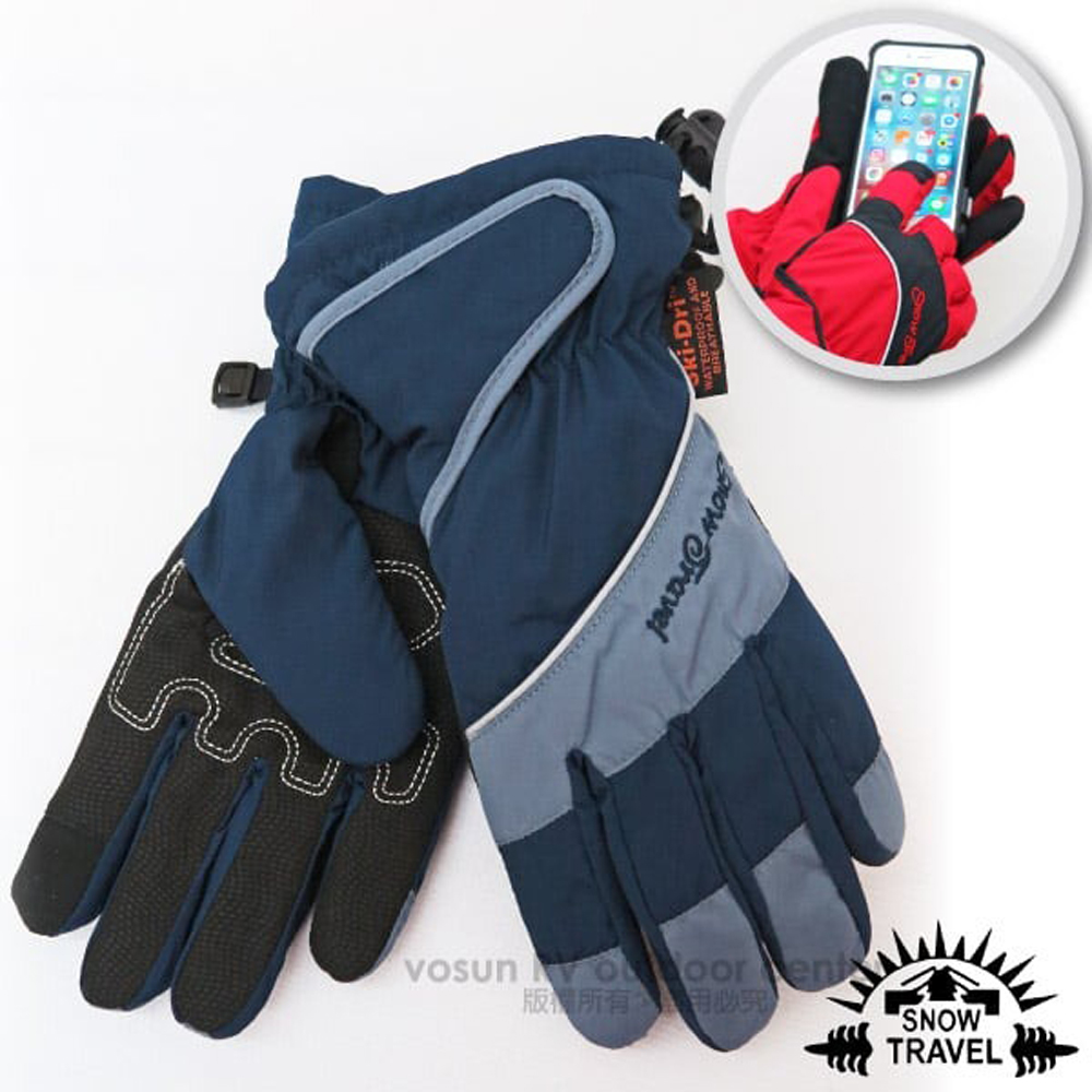 【SNOW TRAVEL】英國Ski-Dri防水透氣膜超薄手套.觸控手套.機車手套/AR-73 深藍