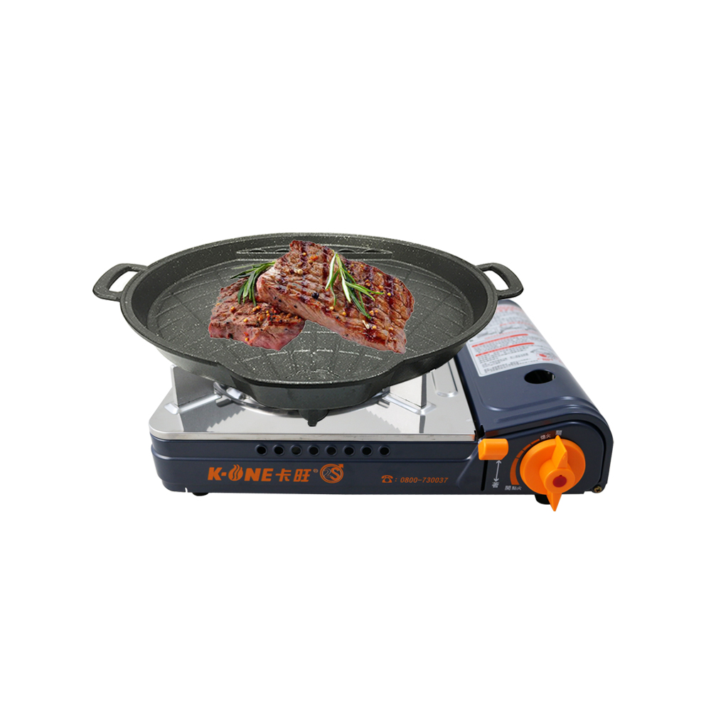 卡旺K1-A002SD雙安全卡式爐+韓式貝形烤盤