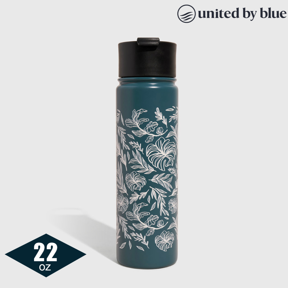 United by Blue 707-279 22oz 不鏽鋼保溫瓶 / 604-植物-深藍