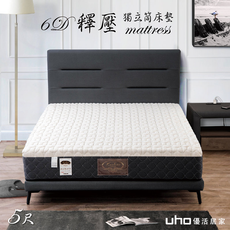 【UHO卡莉絲名床】6D釋壓5尺獨立筒床墊
