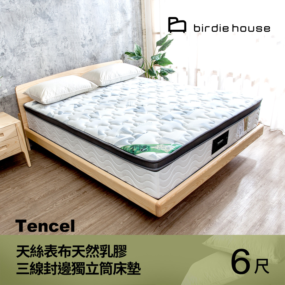 Birdie-菲利斯 天絲Temcel 2.5cm天然乳膠三線封邊獨立筒床墊-6尺加大雙人