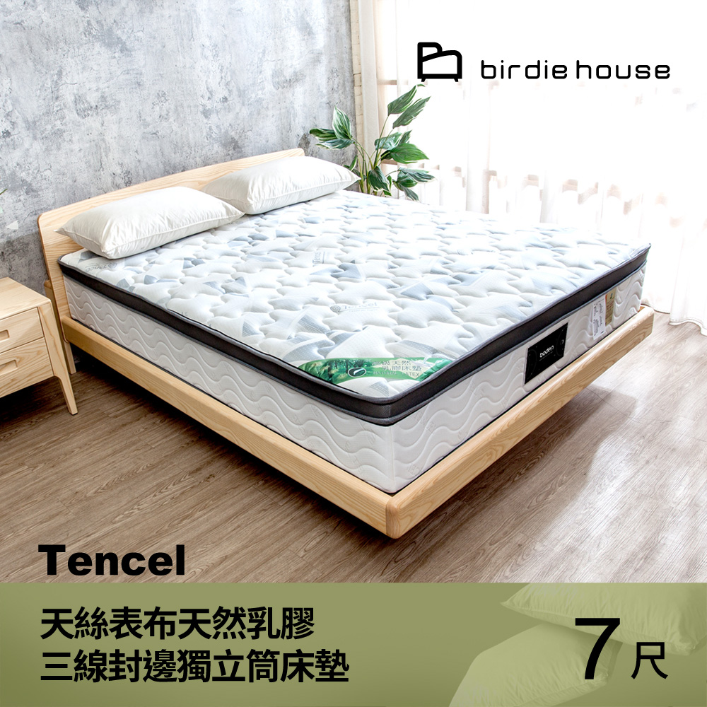 Birdie-菲利斯 天絲Temcel 2.5cm天然乳膠三線封邊獨立筒床墊-6×7尺特大雙人