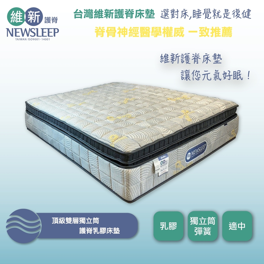 【直人木業】頂級雙層獨立筒護脊乳膠床墊-特大6X7尺