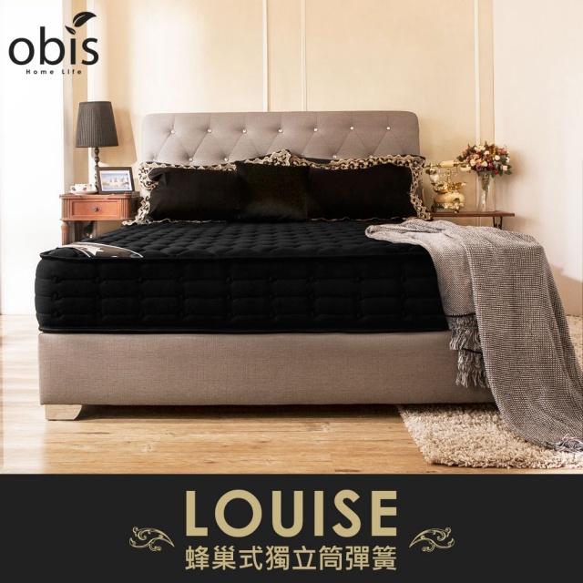Louise鑽黑二線蜂巢獨立筒無毒床墊(23cm)[雙人加大6×6.2尺
