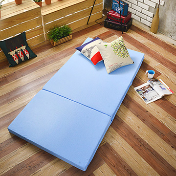 單人吸濕透氣8公分三折式床墊組-藍