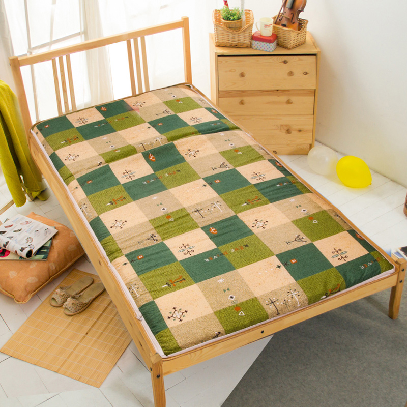 【Carolan】格子趣味-綠 冬夏兩用折疊床墊