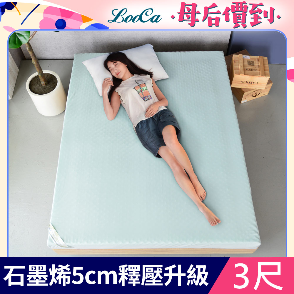 LooCa石墨烯EX防蹣5cm記憶床墊-單人3尺