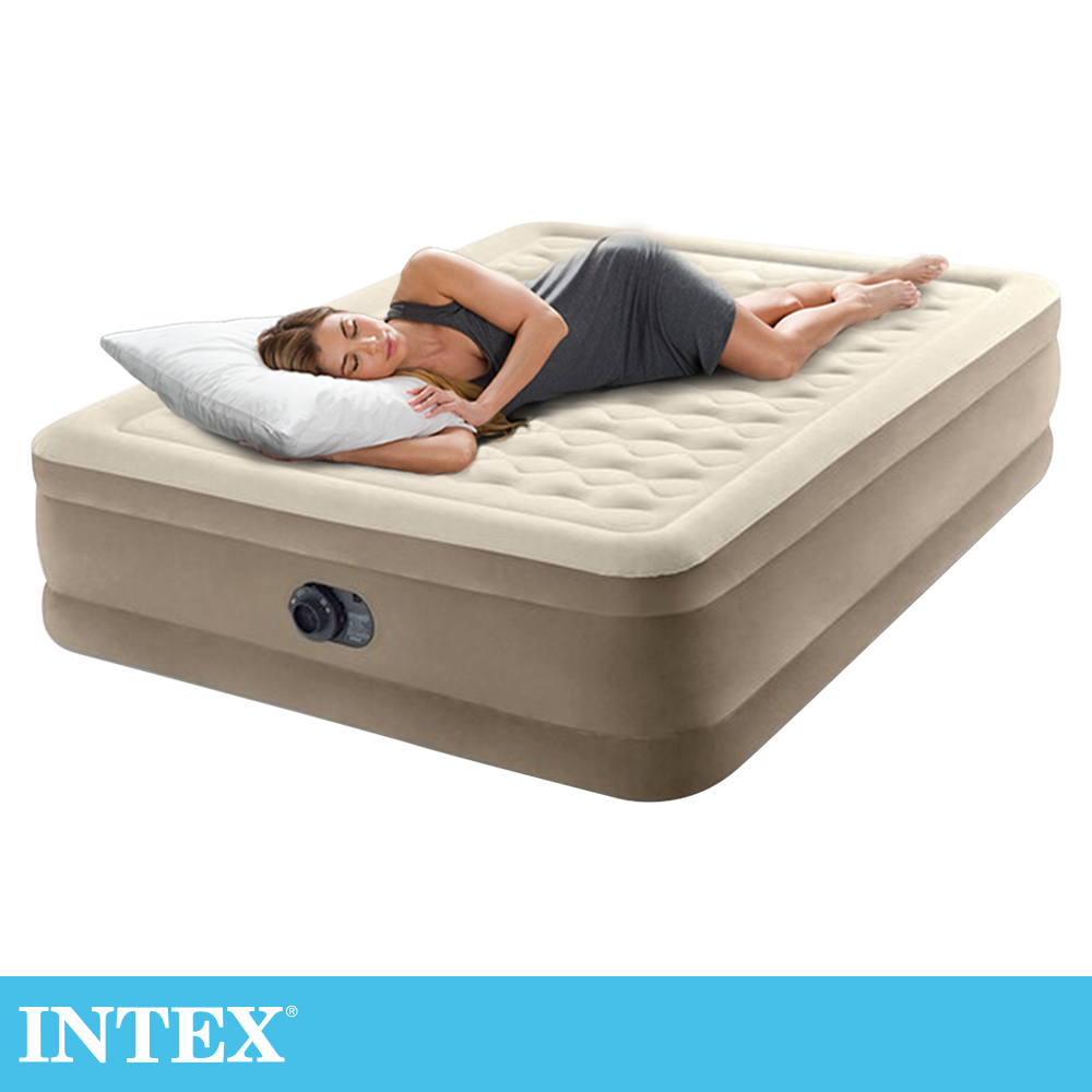 INTEX 超厚絨豪華雙人加大充氣床-寬152cm(內建幫浦)(64427)