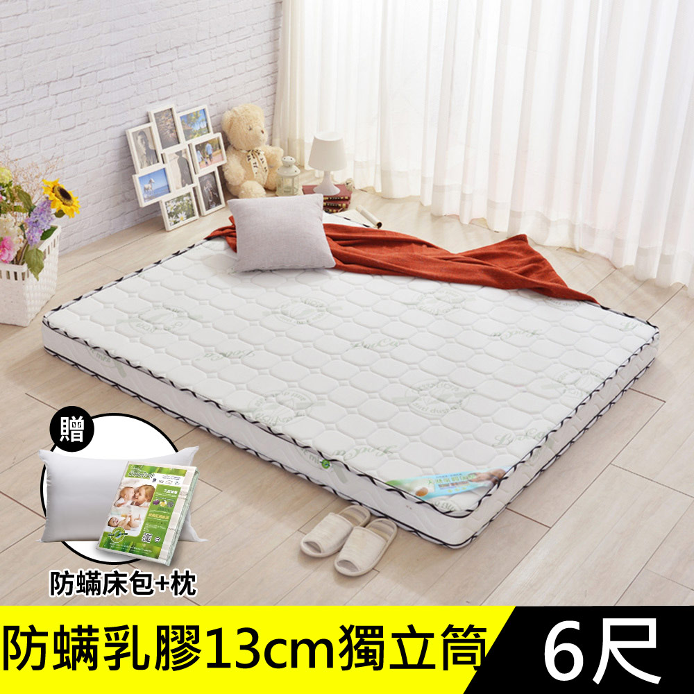 LooCa法國防蟎防蚊13cm頂級乳膠獨立筒床墊(加大6尺)