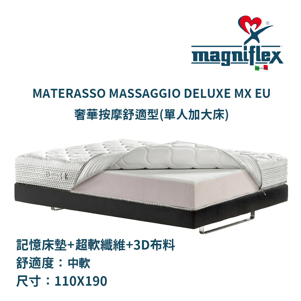 義大利曼麗菲斯床墊 Materasso Massaggio Deluxe MX EU 110X190 奢華按摩舒適型(單人加大床)