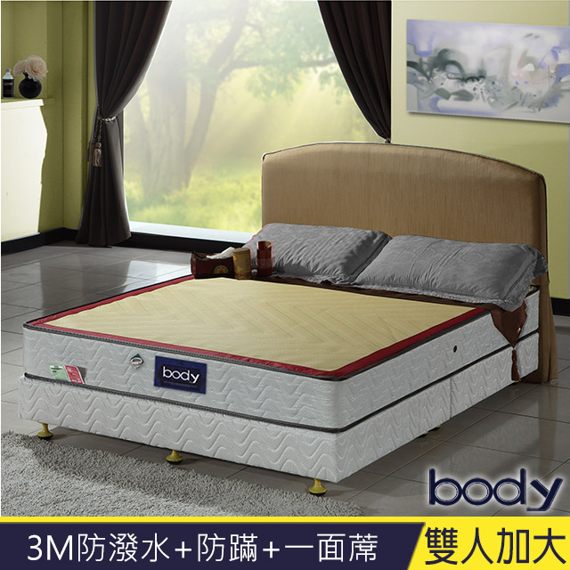 3M系列-Body防蹣抗菌+防潑水+一面蓆彈簧床墊-雙人加大6尺