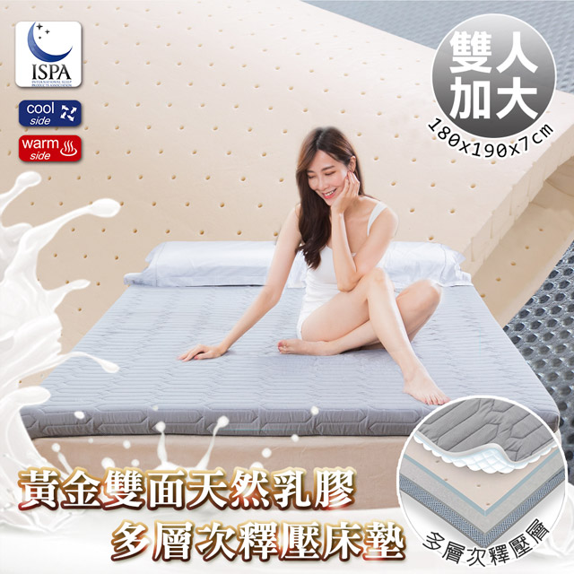 【日本藤田】黃金雙面多層次減壓記憶乳膠床墊7CM-雙人加大