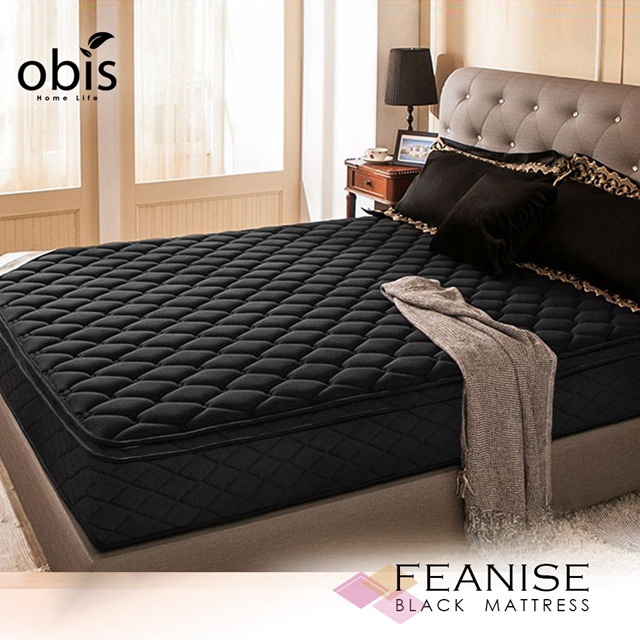 【obis】鑽黑系列-FEANISE奈米石墨烯三線蜂巢獨立筒無毒床墊[雙人加大6×6.2尺