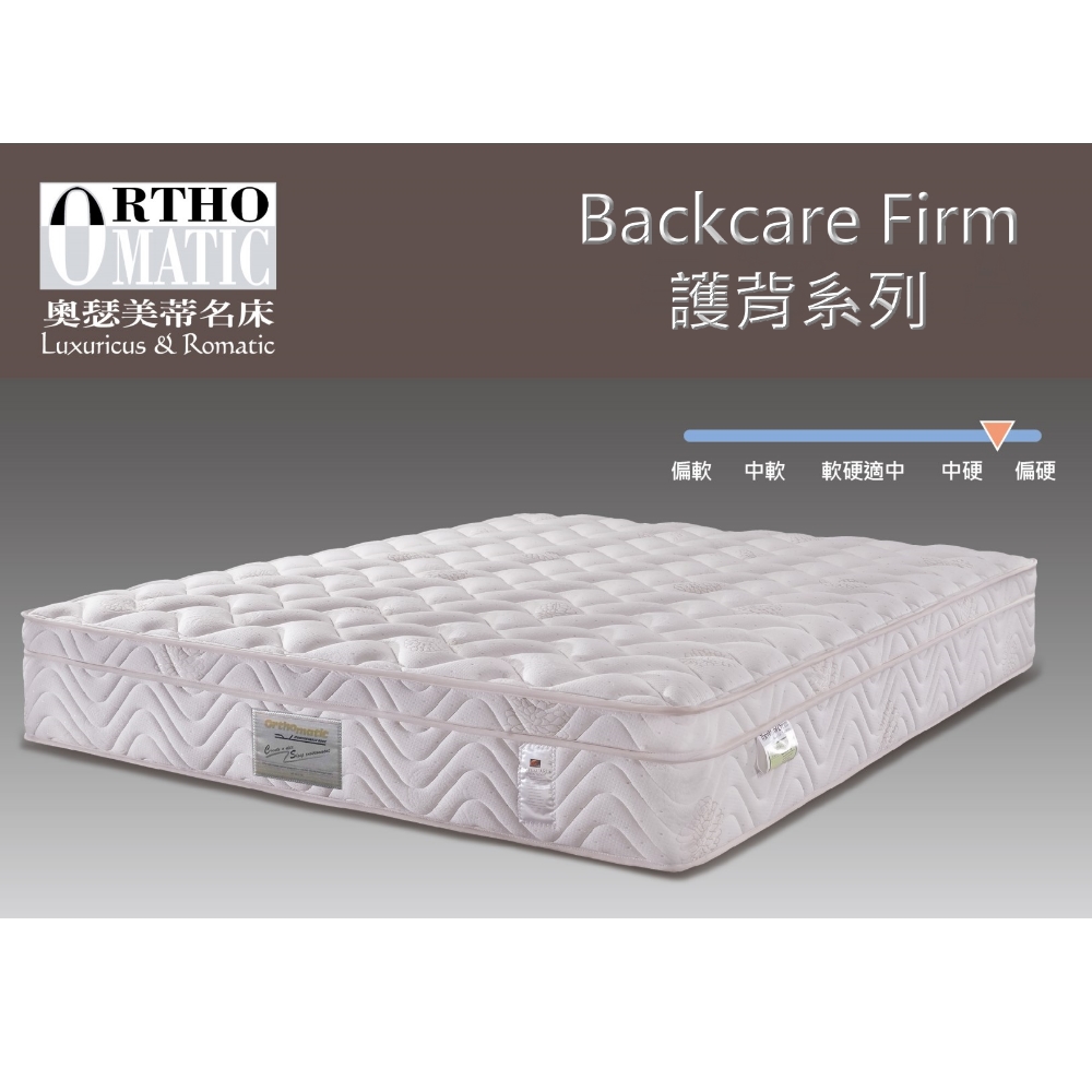 美國Orthomatic[Backcare Firm護背系列5x6.2尺雙人獨立筒床墊, 送純棉床包式保潔墊