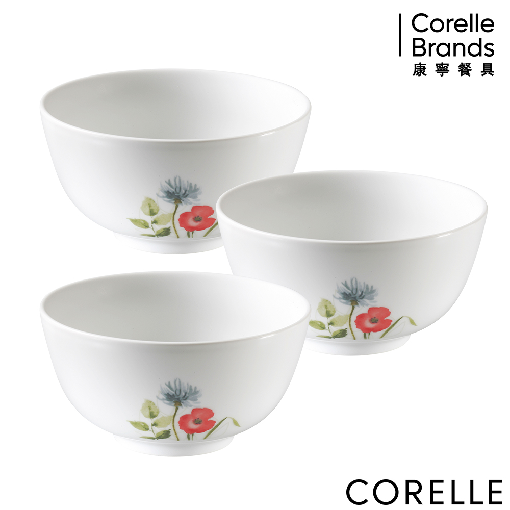 CORELLE康寧 花漾彩繪3件式中式飯碗組
