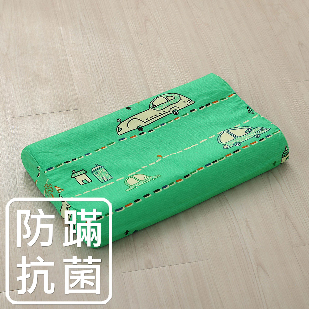 鴻宇 幼童乳膠枕 時光旅程B綠 防蟎抗菌 美國棉授權品牌 臺灣製