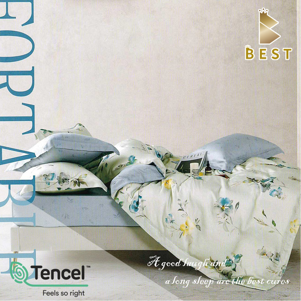 【BEST 貝思特】加大100%頂級天絲八件式床罩組-詩茵-綠