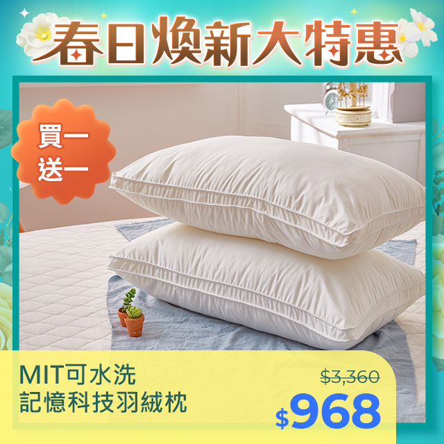 《DUYAN竹漾》MIT可水洗記憶科技羽絨枕(2入)