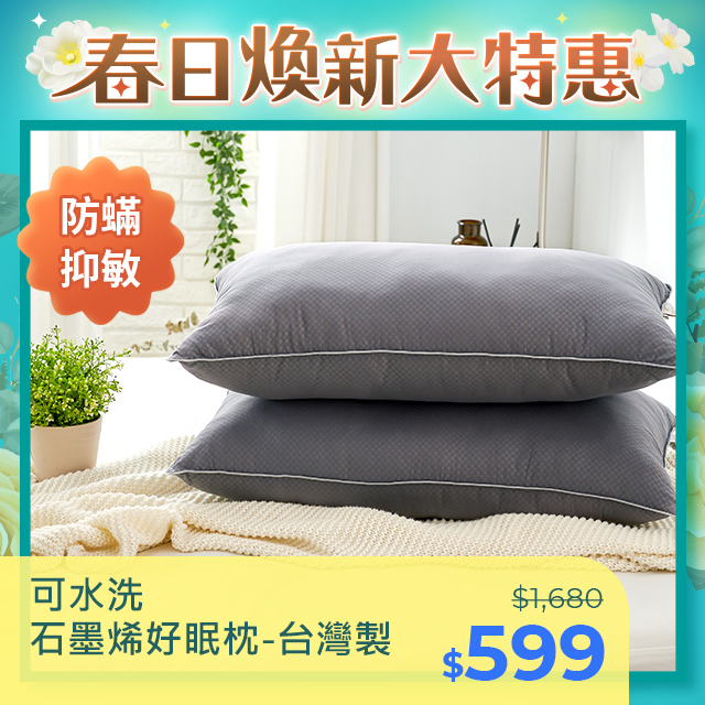 【DUYAN 竹漾】可水洗 石墨烯好眠枕 臺灣製