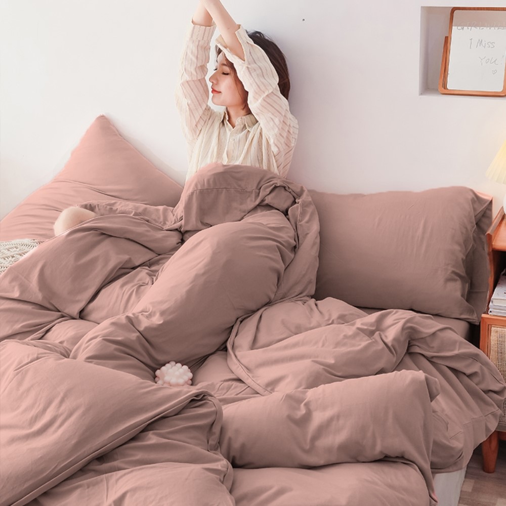 【艾唯家居】單人柔絲棉床包枕套2件組 3M吸濕排汗機能 台灣製(藕粉色)