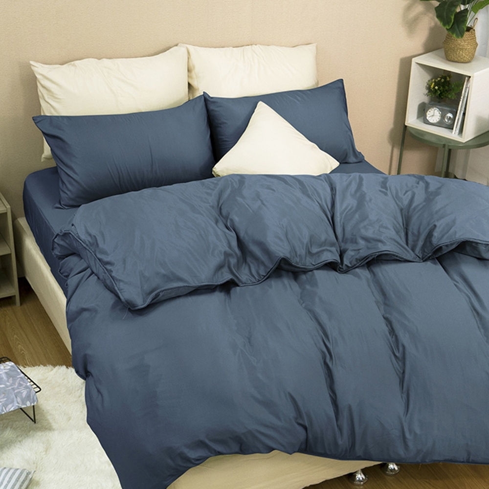 【艾唯家居】單人天絲床包枕套2件組 萊賽爾40支天絲 台灣製(藍灰)