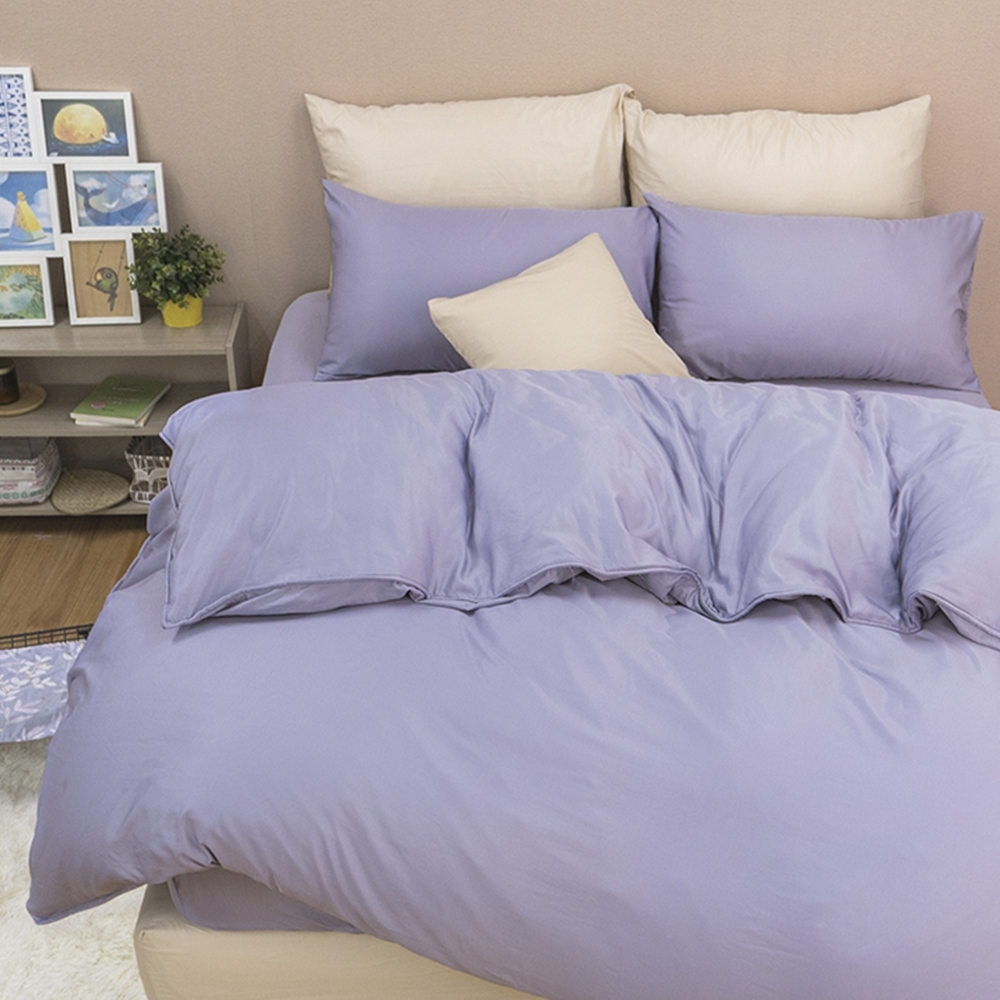 【艾唯家居】單人天絲床包枕套2件組 萊賽爾40支天絲 台灣製(淺紫)