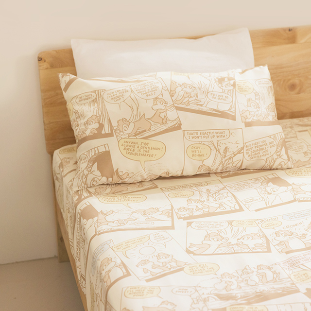 迪士尼奇奇蒂蒂100%天絲單人床包枕套組