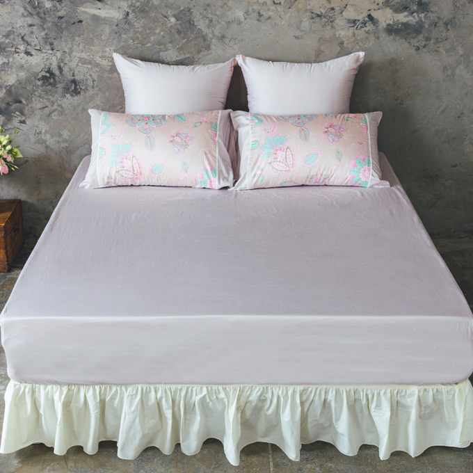 【LITA麗塔寢飾】60支紗100%精梳棉 雙人床包枕套三件式 花園-共3色