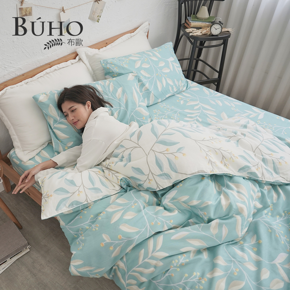 BUHO《落葉知秋(藍)》天然嚴選純棉單人二件式床包組