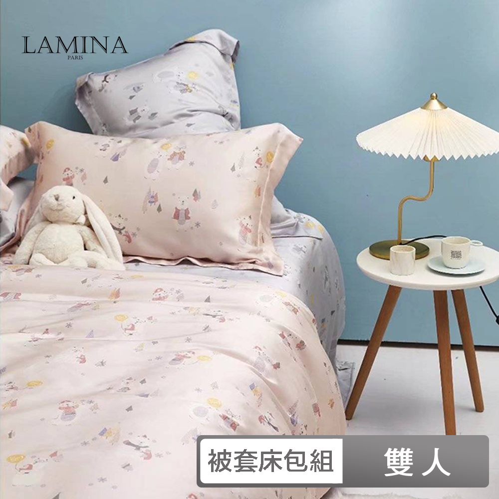 LAMINA 雙人 100%萊賽爾天絲兩用被套床包組(5款任選可愛花色）