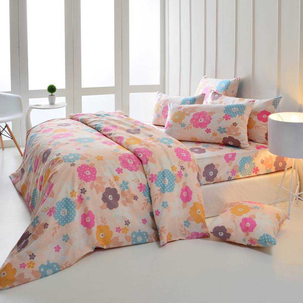 【Galatea葛拉蒂】台製純棉三件式雙人床包組-愛戀花漾
