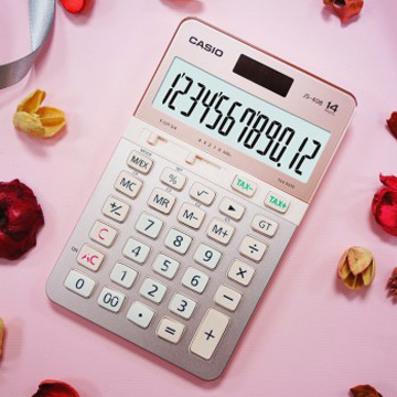 Casio 季節限定!!粉嫩色櫻花版~14位元商用桌上型計算機-粉紅X香檳粉JS-40B-PK