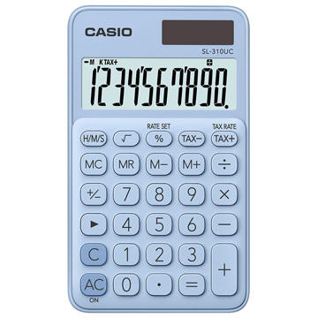 【CASIO 】10位元浪漫馬卡龍口袋型計算機-蘇打藍 (SL-310UC-LB)
