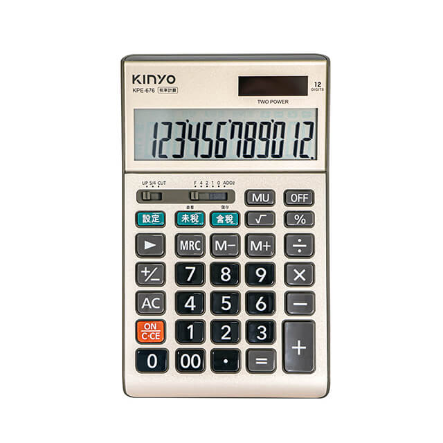 KINYO 12位元稅率計算機KPE676GD(金)