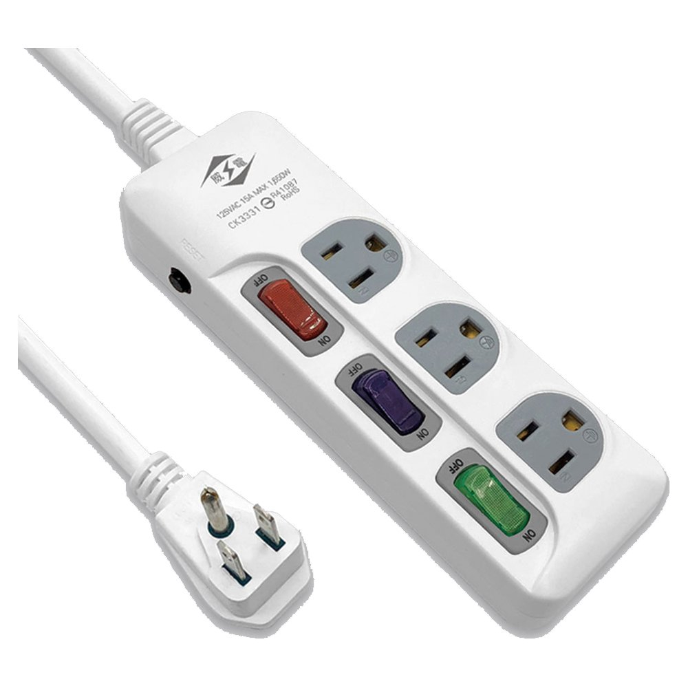 【威電】CK-3331-6 3孔3開3座 電腦線 延長線6尺/1.8M