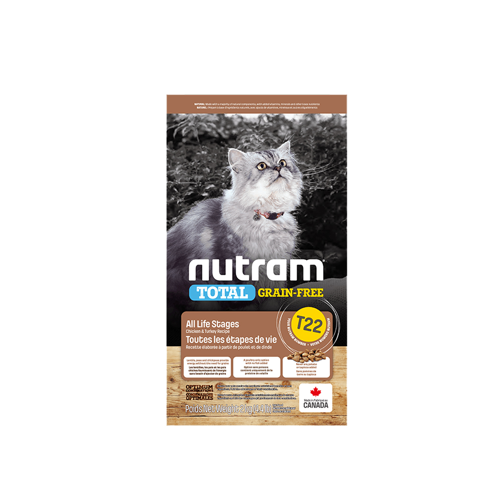 NUTRAM 紐頓 無穀全能系列T22 火雞+雞肉挑嘴全齡貓-2kg X 1包
