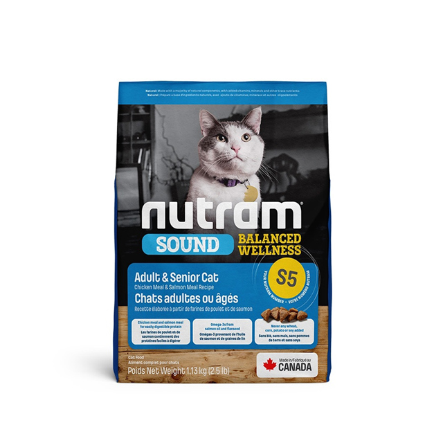 NUTRAM 紐頓 均衡健康系列S5 雞肉+鮭魚成貓&熟齡貓-2kg X 1包