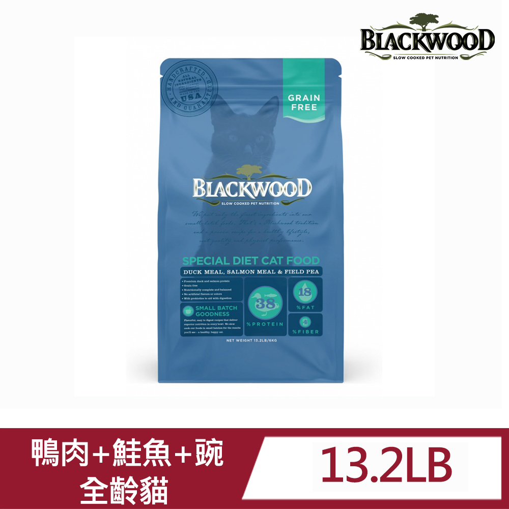 blackwood柏萊富特調無穀全齡貓配方(鴨肉+鮭魚+碗豆)13.2LB