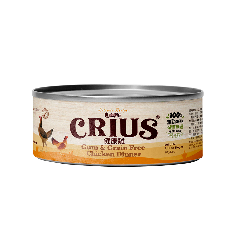 紐西蘭 CRIUS 克瑞斯無穀健康雞無膠主食餐罐 (90G/箱)