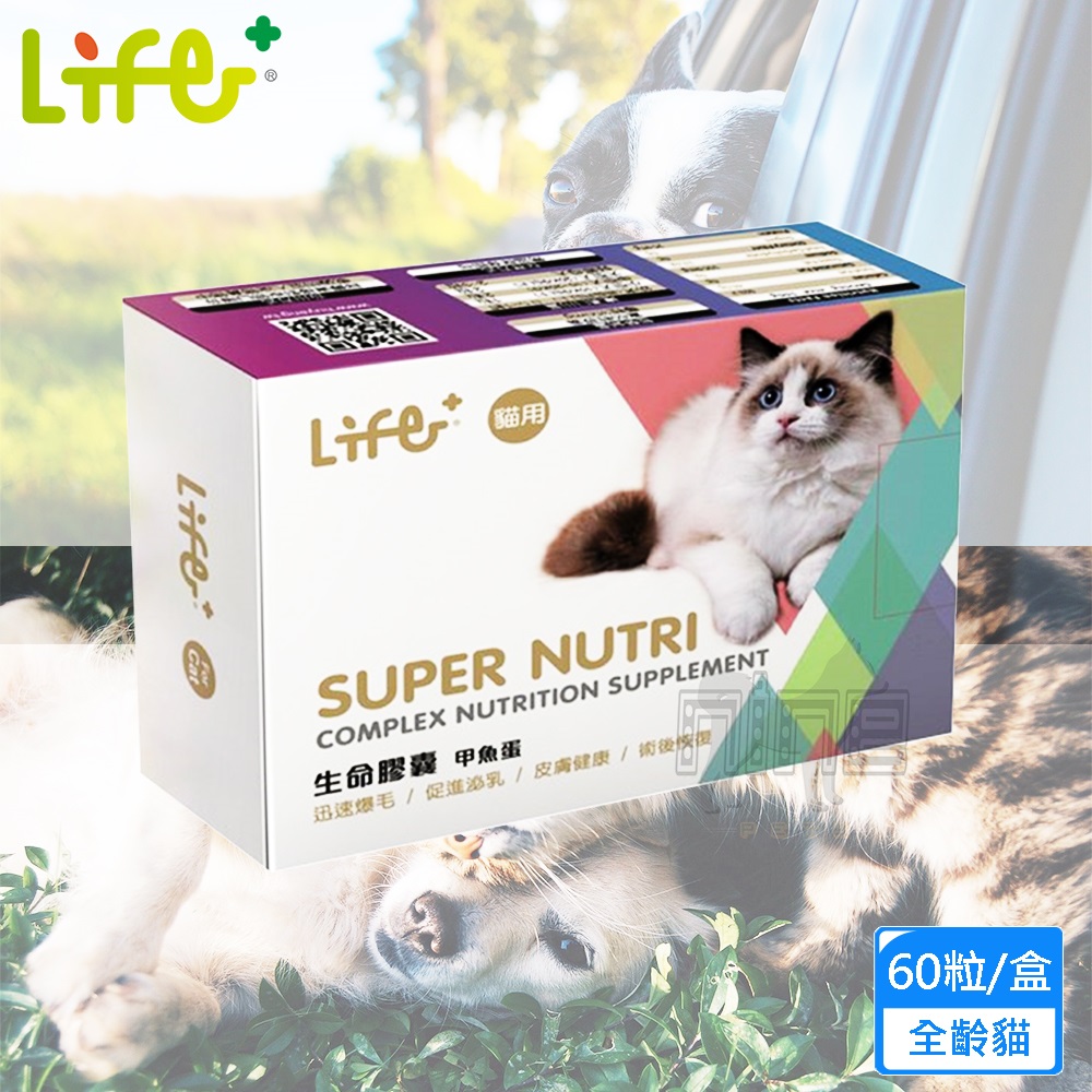 LIFE+ 生命膠囊(甲魚蛋)60粒/盒 貓咪專用 鱉蛋 迅速爆毛 促進泌乳 皮膚健康 術後恢復 虎揚
