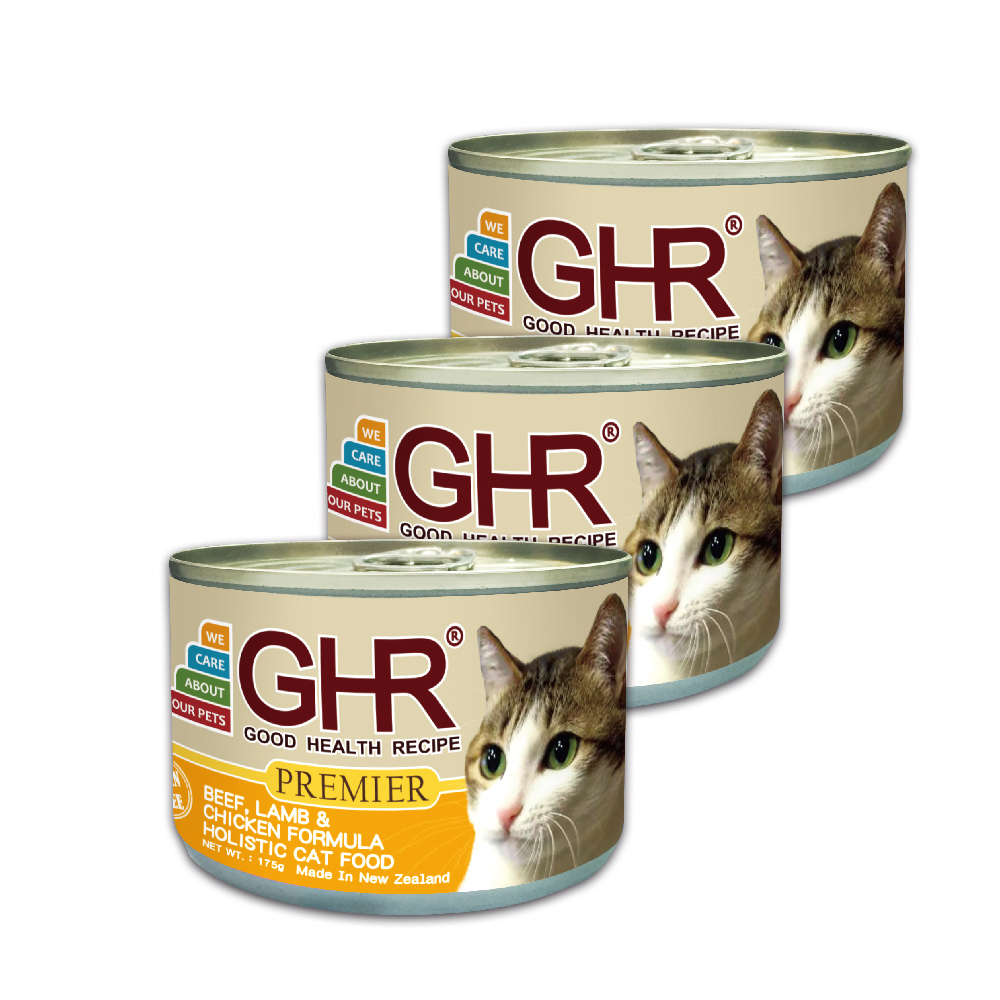 【GHR健康主義貓用主食罐】-貓用主食罐-牛羊雞肉配方175G X3罐組
