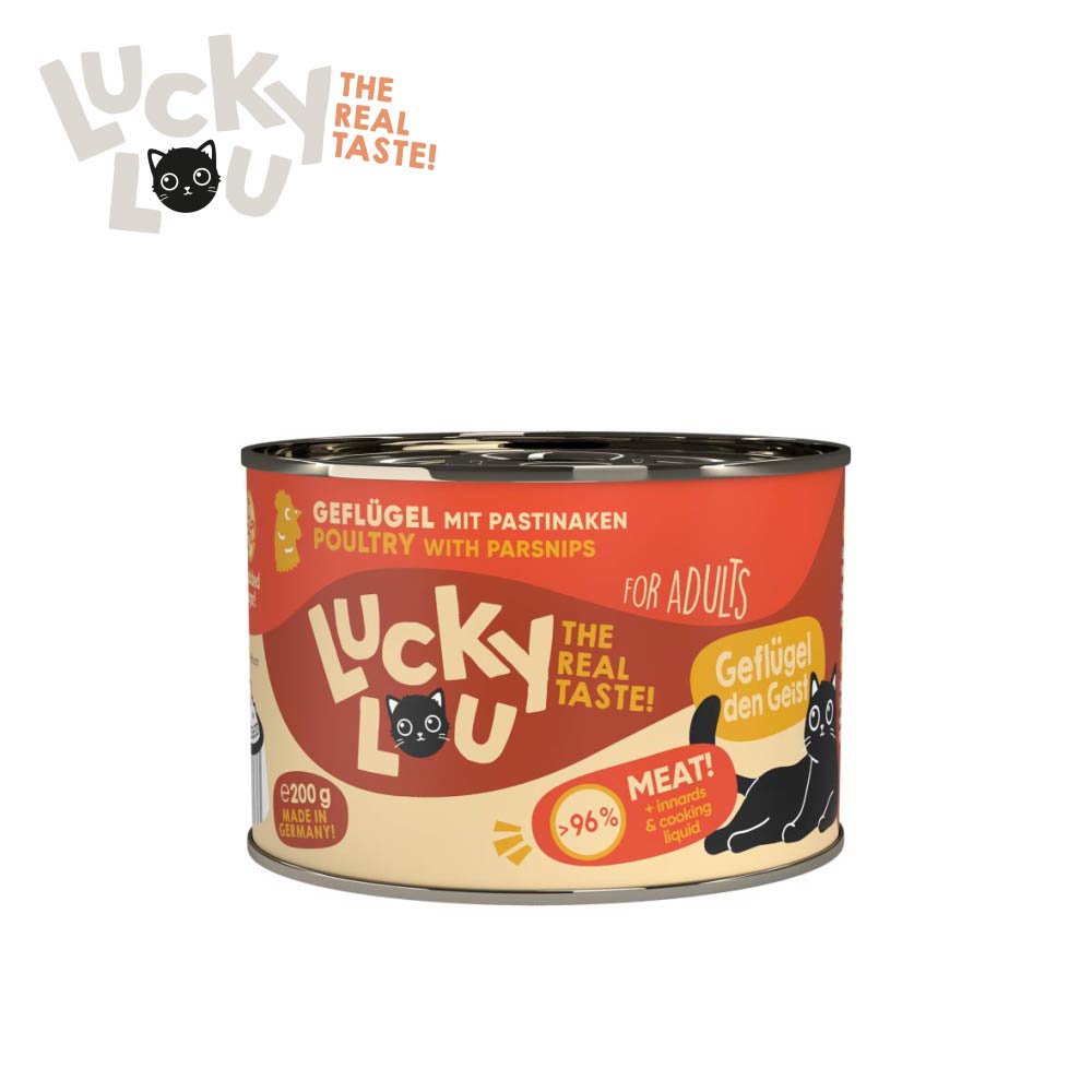 幸運喵 Lucky Lou 全齡貓主食罐 禽肉 防風草 德國製造高含肉量肉罐頭 12入