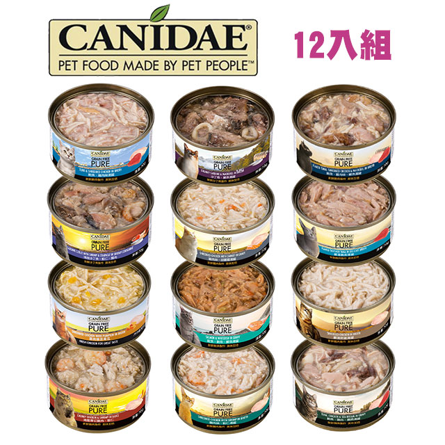 12入組【CANIDAE 良善】無穀主食罐/貓罐/湯罐 70g 多種口味
