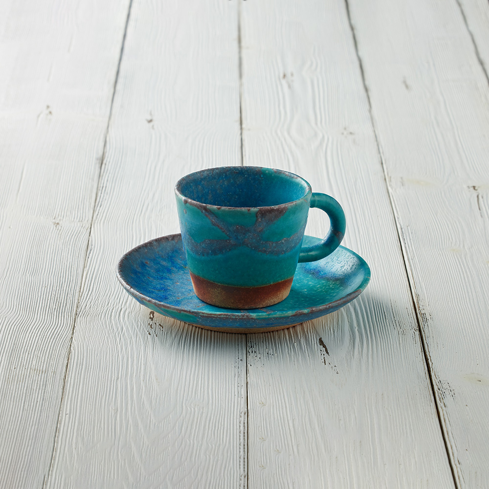 有種創意 - 日本信樂燒 - 露草藍咖啡杯碟組(2件式) - 160ml