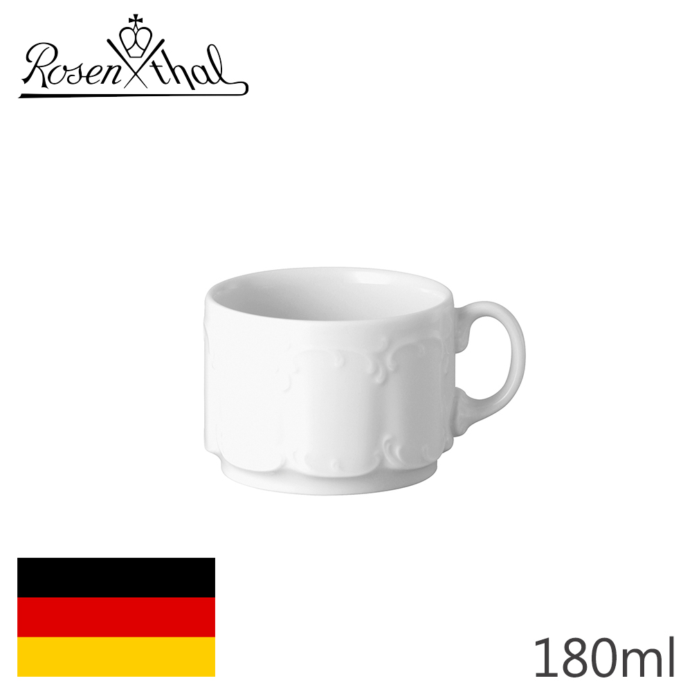 【Rosenthal】德國MONBI羽毛紋咖啡杯-白-180ml