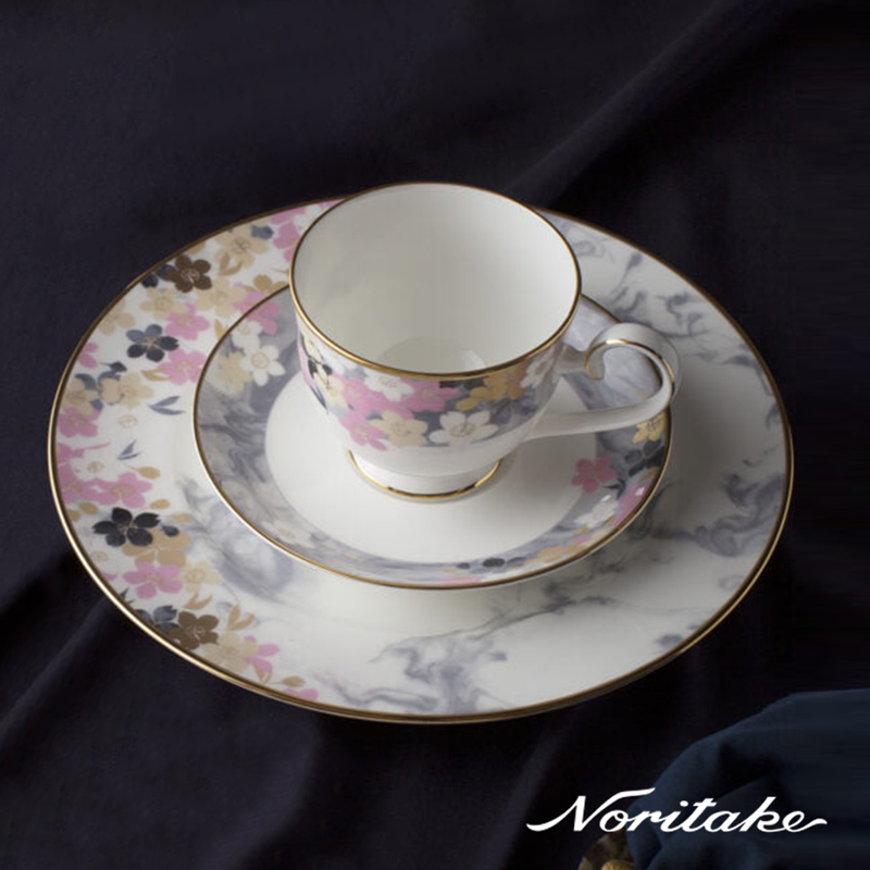 【Noritake】月影浮花-金邊咖啡單客杯(骨瓷)-禮盒+提袋