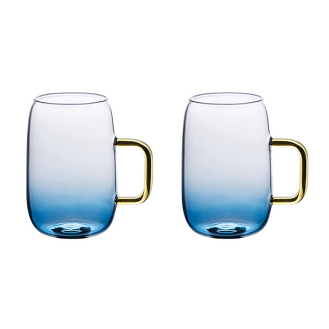 KOTI日安生活 藍色漸層耐熱玻璃水杯2入組