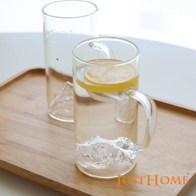Just Home自然山形直深耐熱玻璃馬克杯320ml(4入組)